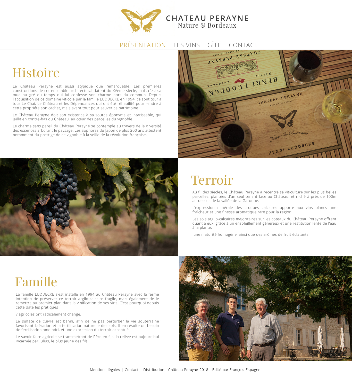 maquette histoire du  domaine viticole site internet